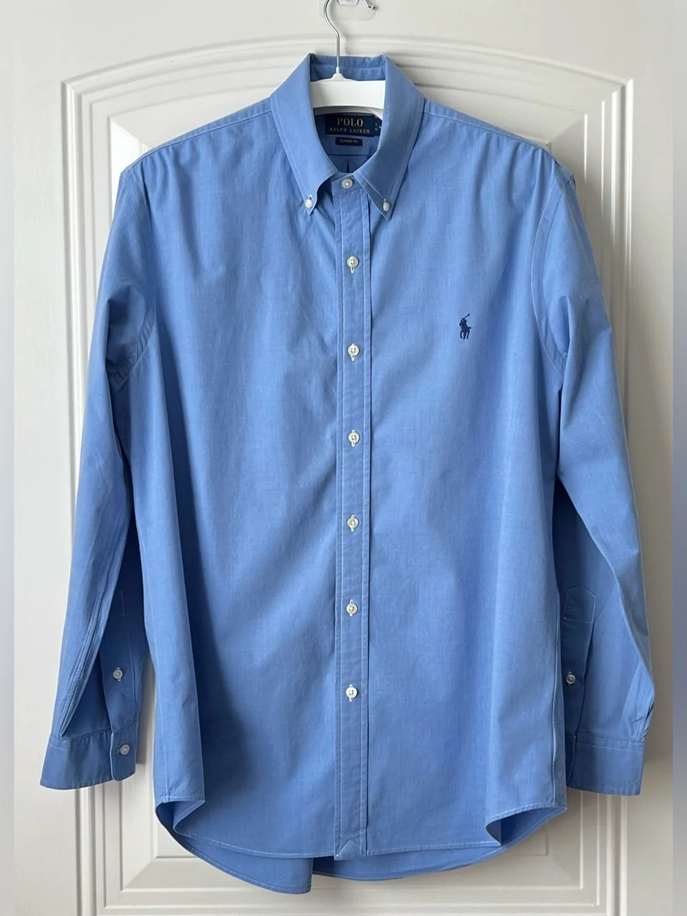 Polo Ralph Lauren Classic Fit Poplin Sport Shirt Blue End on End L